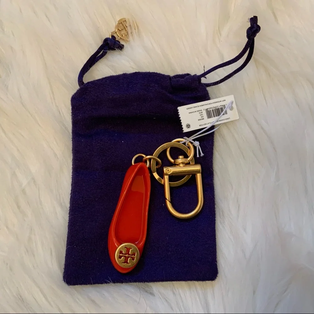 Tory Burch Logo Charm Ballet Flat Key Fob - NWT - Picture 2 of 10